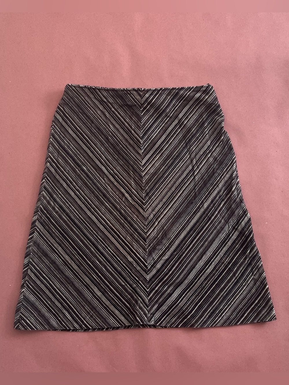 Black and White Chevron A-Line Midi Skirt